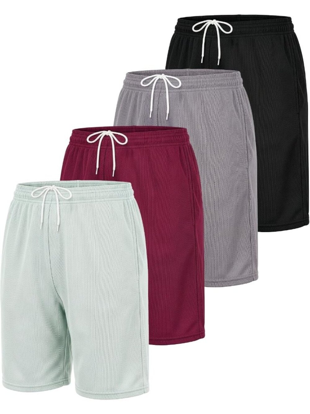 4 Pack Women's Athletic Mesh Bermuda Shorts with Pockets for Gym & Running